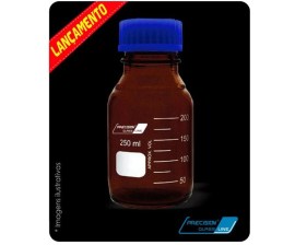 Frasco Reagente Âmbar Com Tampa De Rosca Azul Anti-Gotas Graduado - 250 Ml - Cral